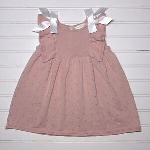 CLASSIC BEGINNINGS VGUC 100% Cotton Knit Pointelle Ruffle Bow Dress